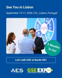 AES en GSE Expo Europe 2026 GSE Expo Lisbon 2026 M 2 AES GSE at GSE Expo Europe 2026. "2 Months To Go!" Post